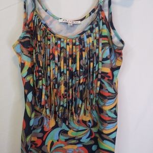 joy joy Sz Small Camo Tank Top Hippie Boho Fringe